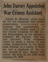 John Darsey Appointed War Crimes Assistant News Article