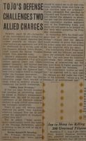 Tojo's Defense Challenges Two Allied Charges News Article