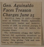 Gen. Aguinaldo Faces Treason Charges June 25 News Article