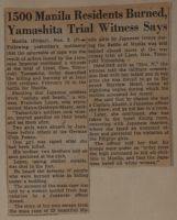 1500 Manila Residents Burned, Yamashita Trial Witness Says News Article