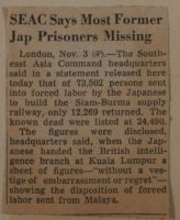 SEAC Says Most Former Jap Prisoners Missing News Article