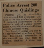 Police Arrest 200 Chinese Quislings News Article