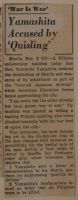 Yamashita Accused by 'Quisling' News Article