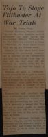 Tojo to Stage Filibuster At War Trials News Article