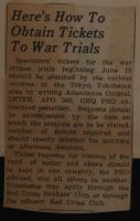Here's How to Obtain Tickets to War Trials News Article