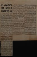 Gen. Yamashita Trial Based on Unwritten Law News Article