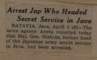 Arrest Jap Who Headed Secret Service in Java News Article