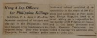 Hang 4 Jap Officers for Philippine Killings News Article