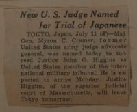 New U. S. Judge Named for Trial of Japanese News Article