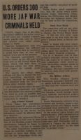 U. S. Orders 300 More Jap War Criminals Held News Article