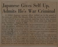 Japanese Gives Self Up, Admits He's War Criminal News Article