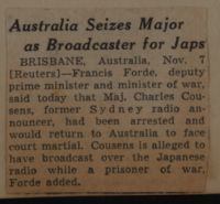 Australia Seizes Major as Broadcaster for Japs News Article