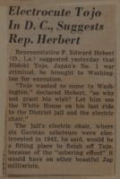 Electrocute Tojo in D. C. Suggests Rep. Herbert News Article