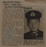 Believes Tojo Will Take All Blame for War News Article