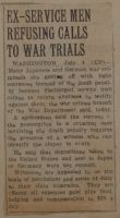 Ex-Service Men Refusing Calls to War Trials News Article