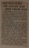 Jap Testifies He Saved B-29 Men from Mob News Article