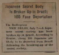 Japanese Secret Body is Broken Up in Brazil; 100 Face Deportation News Article