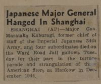 Japanese Major General Hanged in Shanghai News Article