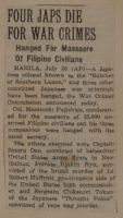 Four Japs Die For War Crimes News Article