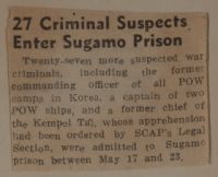 27 Criminal Suspects Enter Sugamo Prison News Article