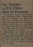 Jap Testifies 14 U. S. Fliers Shot in Formosa News Article