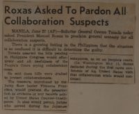 Roxas Asked to Pardon All Collaboration Suspects News Article