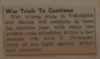 War Trials to Continue News Article