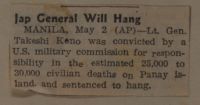 Jap General Will Hang News Article
