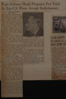Tojo Defense Head Prepares for Trial as Jap-U.S. Press Accept Indictments News Article