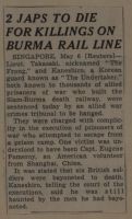 2 Japs to Die for Killings on Burma Rail Line News Article