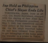 Jap Held as Philippine Chief's Slayer Ends Life News Article
