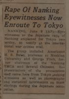 Rape of Nanking Eyewitnesses Now Enroute to Tokyo News Article