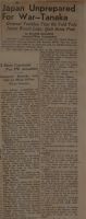 Japan Unprepared for War - Tanaka News Article