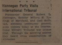Hannegan Party Visits International Tribunal News Article