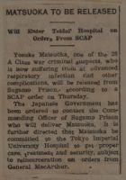 Matsuoka to be Released News Article