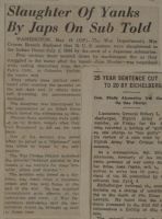 Slaughter of Yanks by Japs on Sub Told News Article
