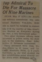 Jap Admiral to Die for Massacre of Nine Marines