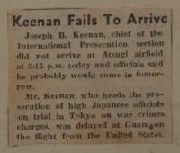 Keenan Fails to Arrive News Article