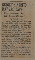 Report Hirohito May Abdicate News Article