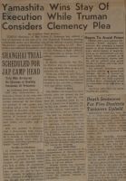 Yamashita Wins Stay of Execution While Truman Considers Clemency Plea News Article