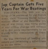 Jap Captain Gets Five Years for War Beatings News Article