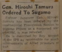 Gen. Hiroshi Tamura Ordered to Sugamo News Article