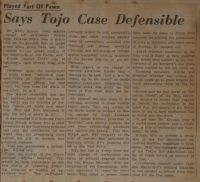 Played Part of Pawn - Says Tojo Case Defensible News Article