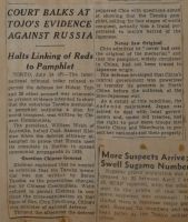 Court Balks at Tojo's Evidence Against Russia News Article