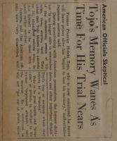 Tojo's Memory Wanes As Time for His Trial Nears News Article
