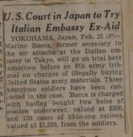 U. S. Court in Japan to Try Italian Embassy Ex-Aid News Article