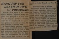 Hang Jap for Death of Two GI Prisoners News Article