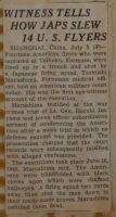 Witness Tells How Japs Slew 14 U. S. Flyers News Article