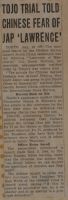 Tojo Trial Told Chinese Fear of Jap 'Lawrence' News Article