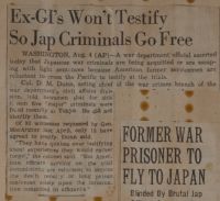 Ex-GI's Won't Testify So Jap Criminals Go Free News Article